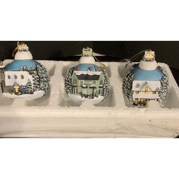 Thomas Kinkade Winter Memories Houses Ornament Collection Bradford Ed Victorian - Picture 1 of 7